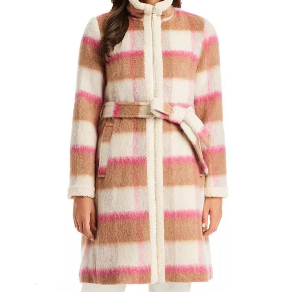 KATE SPADE COAT, Size Small. In White, pink and tan.